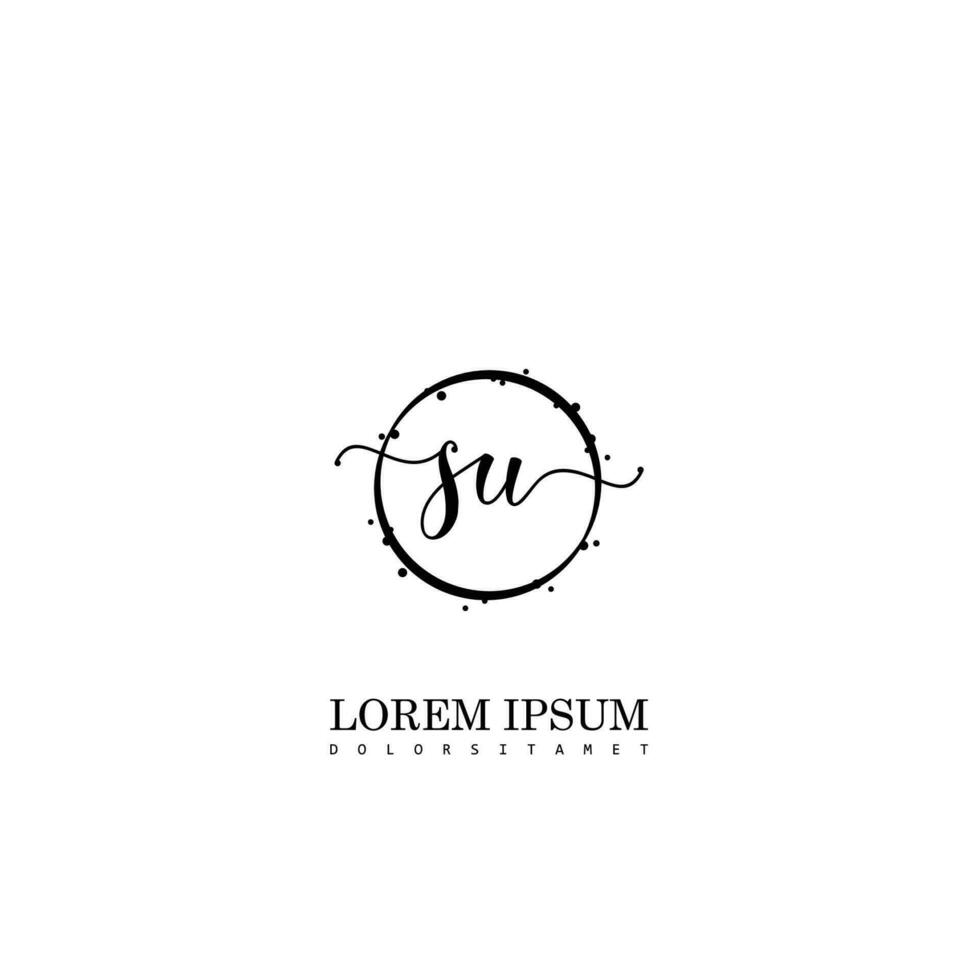 Initial SU handwriting logo vector