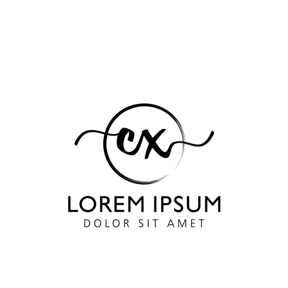 Letter CX Initial handwriting logo with signature and hand drawn style. vector