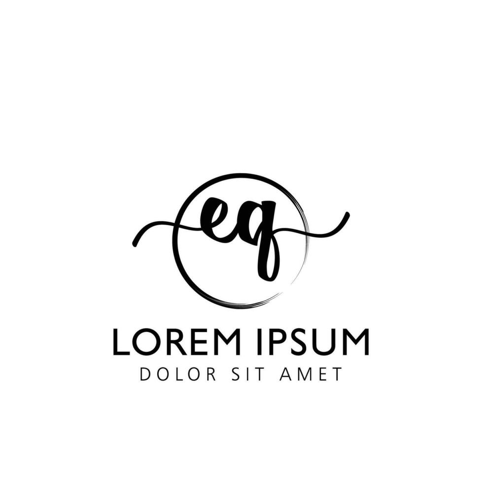 Letter EQ Initial handwriting logo with signature and hand drawn style. vector