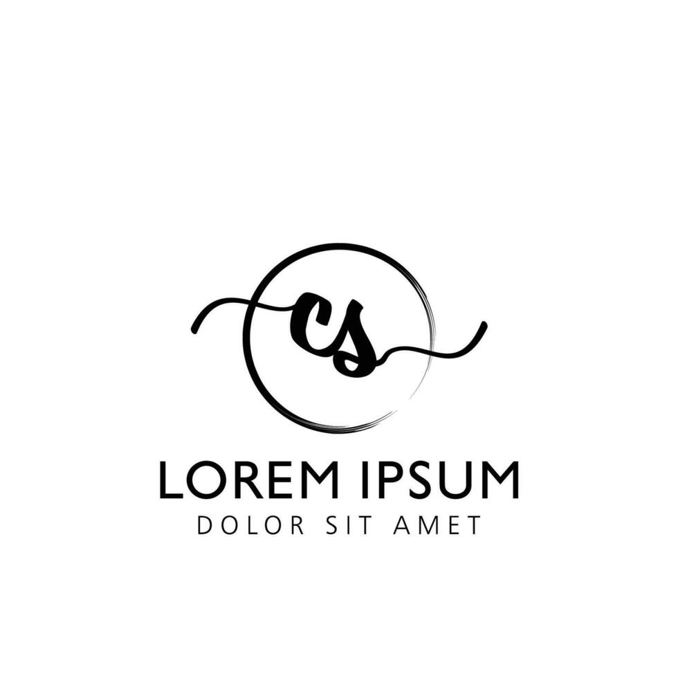 Letter CS Initial handwriting logo with signature and hand drawn style. vector