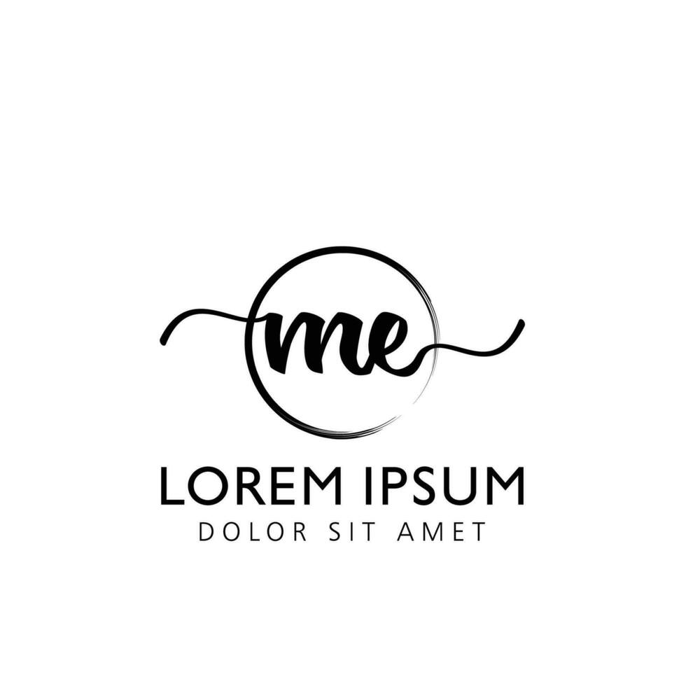Letter ME Initial handwriting logo with signature and hand drawn style. vector