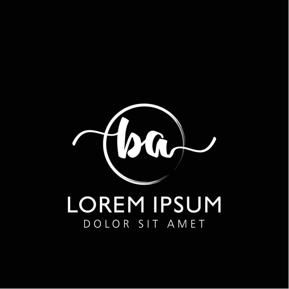 Letter BA Initial handwriting logo with signature and hand drawn style. vector