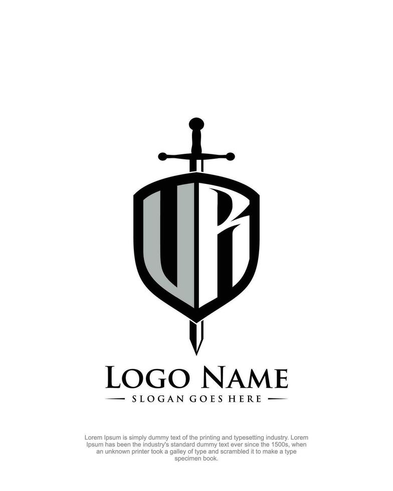 initial UR letter with shield style logo template vector