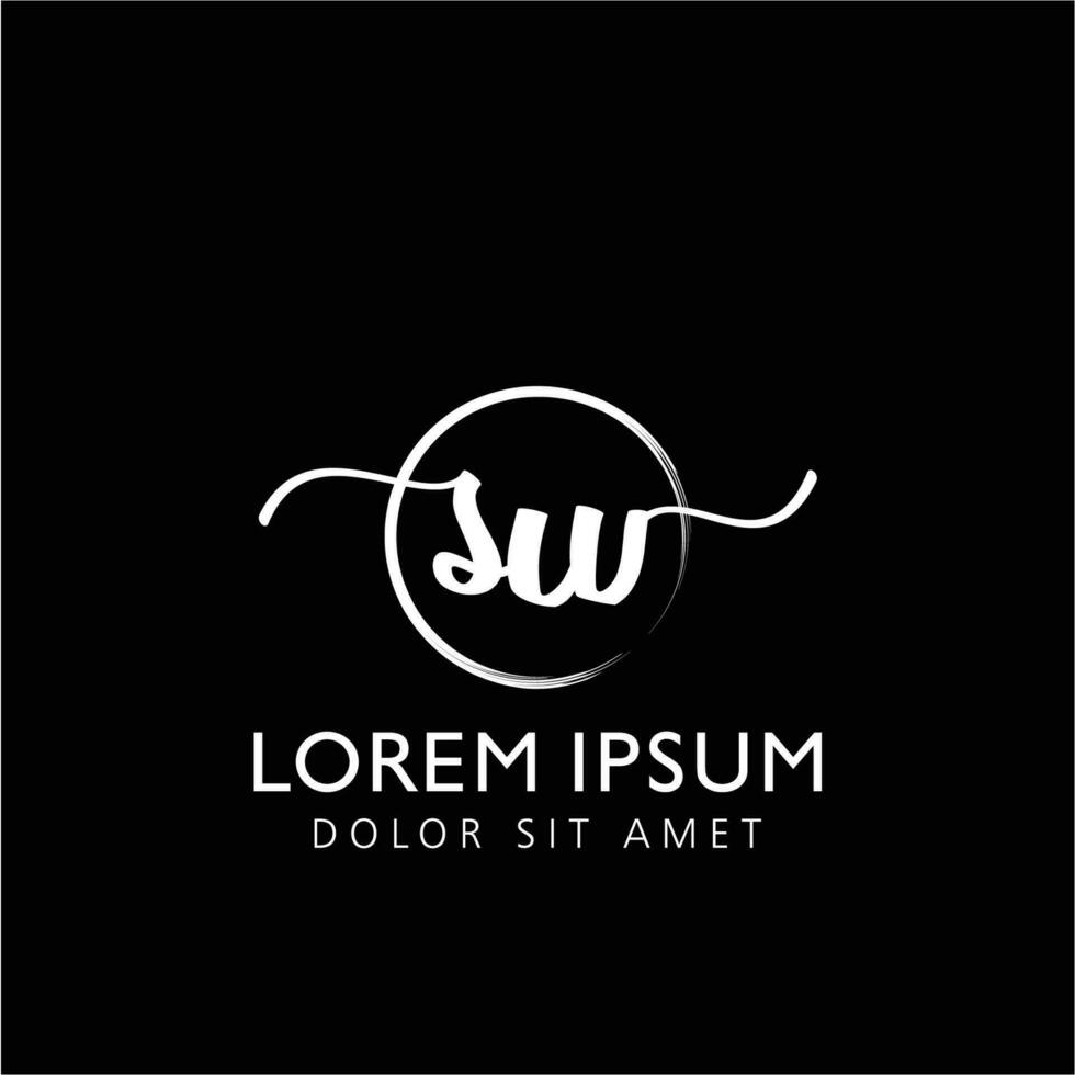 Letter SW Initial handwriting logo with signature and hand drawn style. vector
