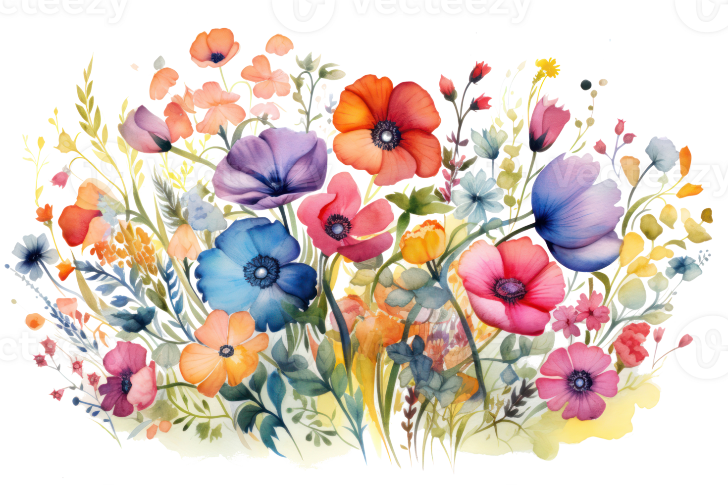 Watercolor floral background. Illustration AI Generative png