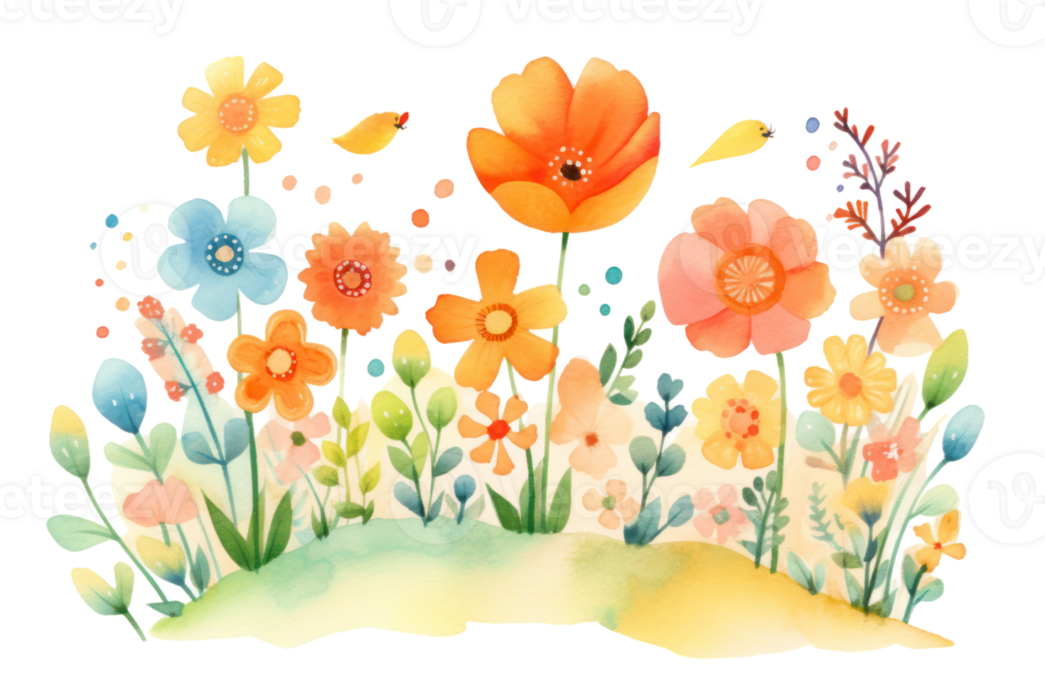 Watercolor floral background. Illustration png