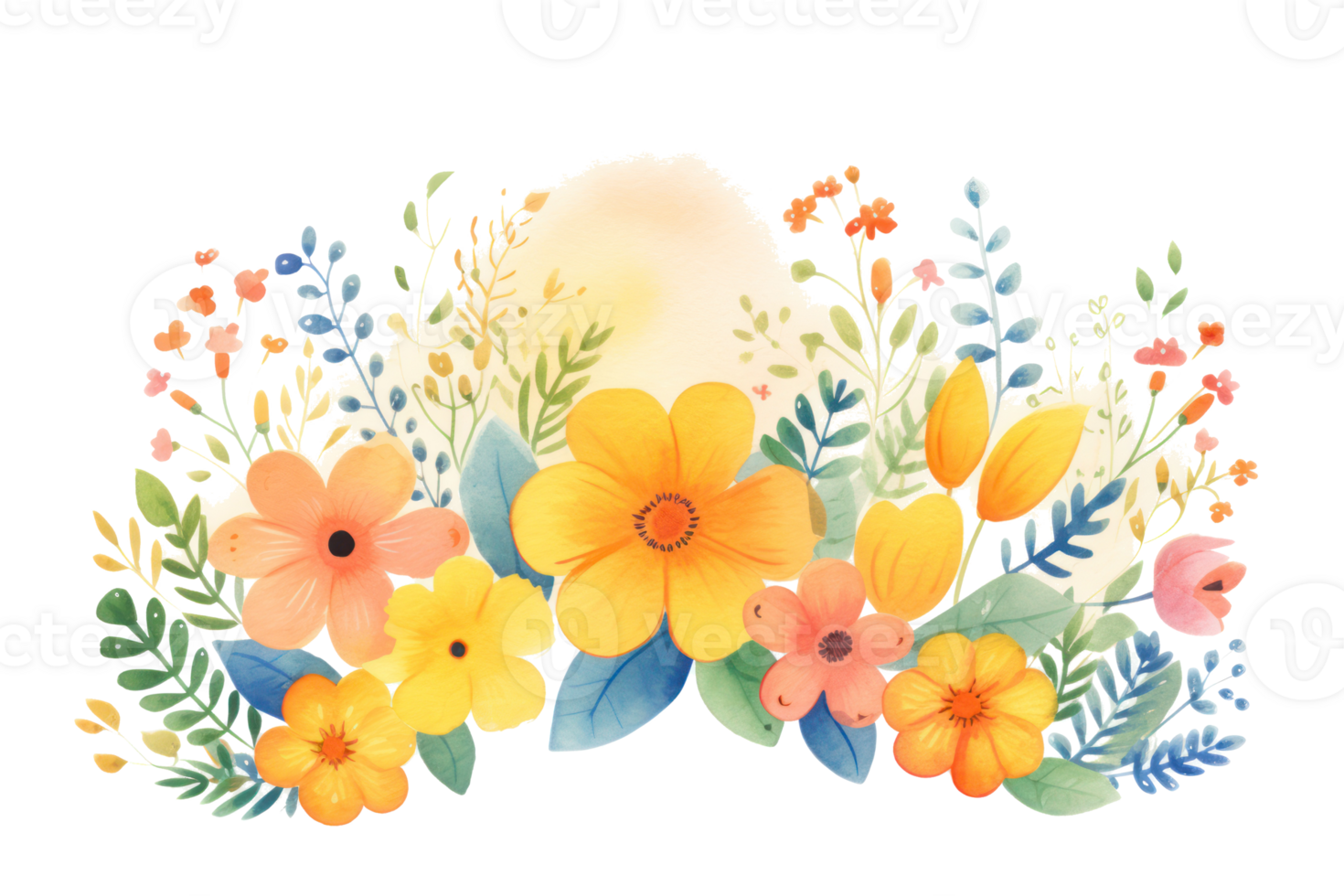Watercolor floral background. Illustration png