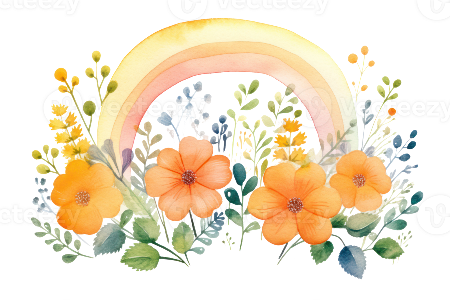 Watercolor floral background. Illustration png