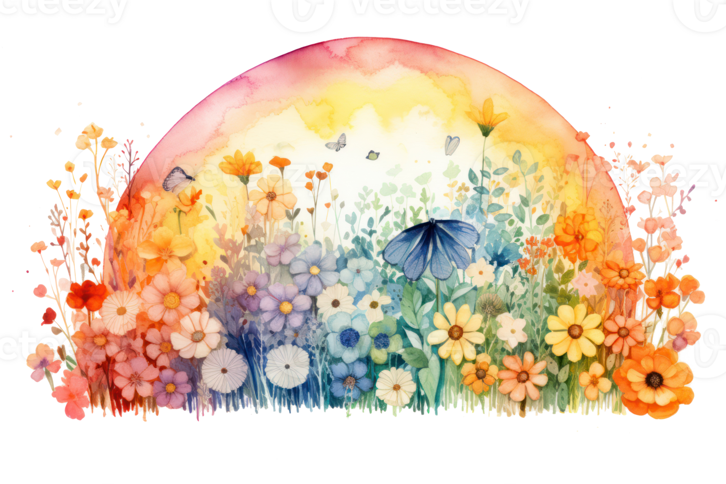 Watercolor floral background. Illustration png