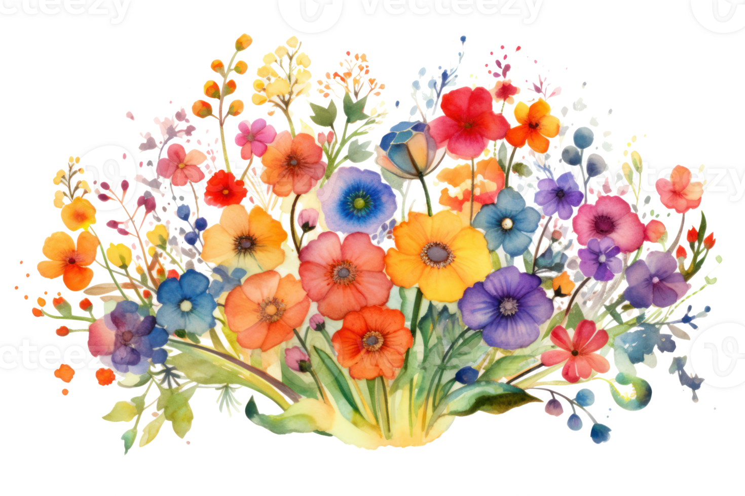 Watercolor floral background. Illustration png
