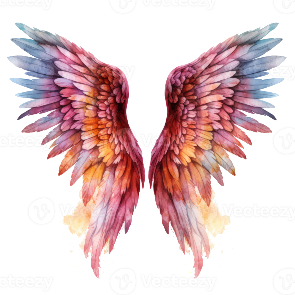 Watercolor angel wings isolated. Illustration AI Generative png