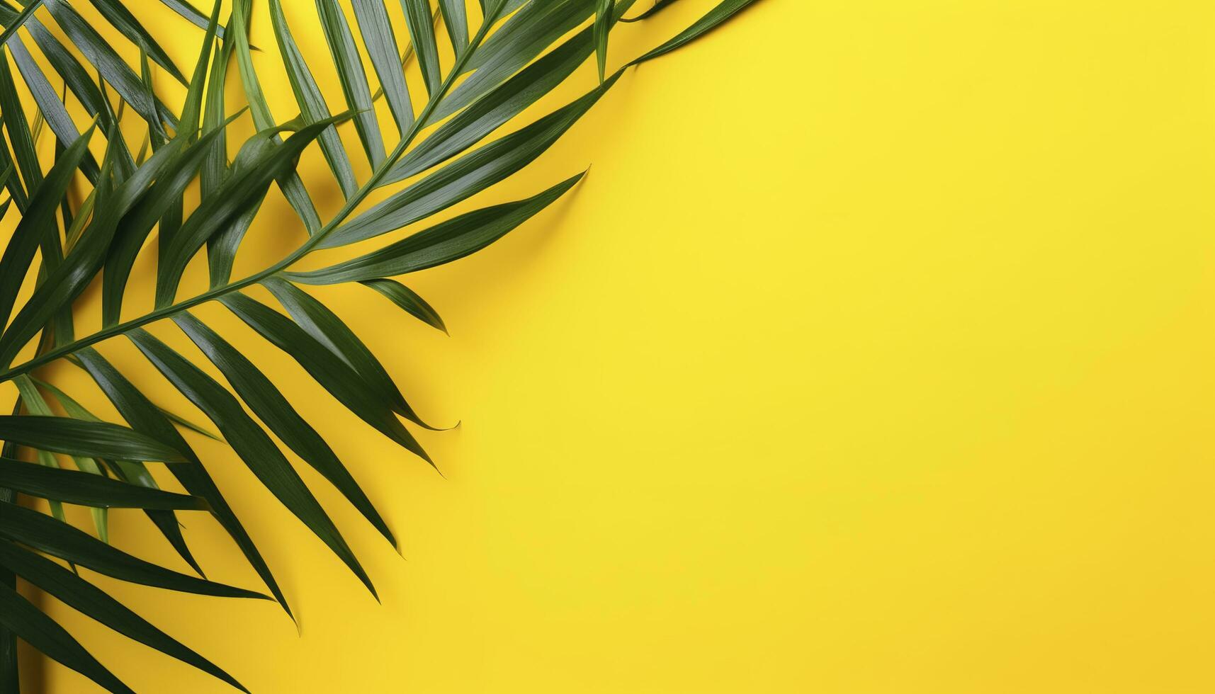 Tropical palm leaves isolated on bright yellow background. g, generate ai photo