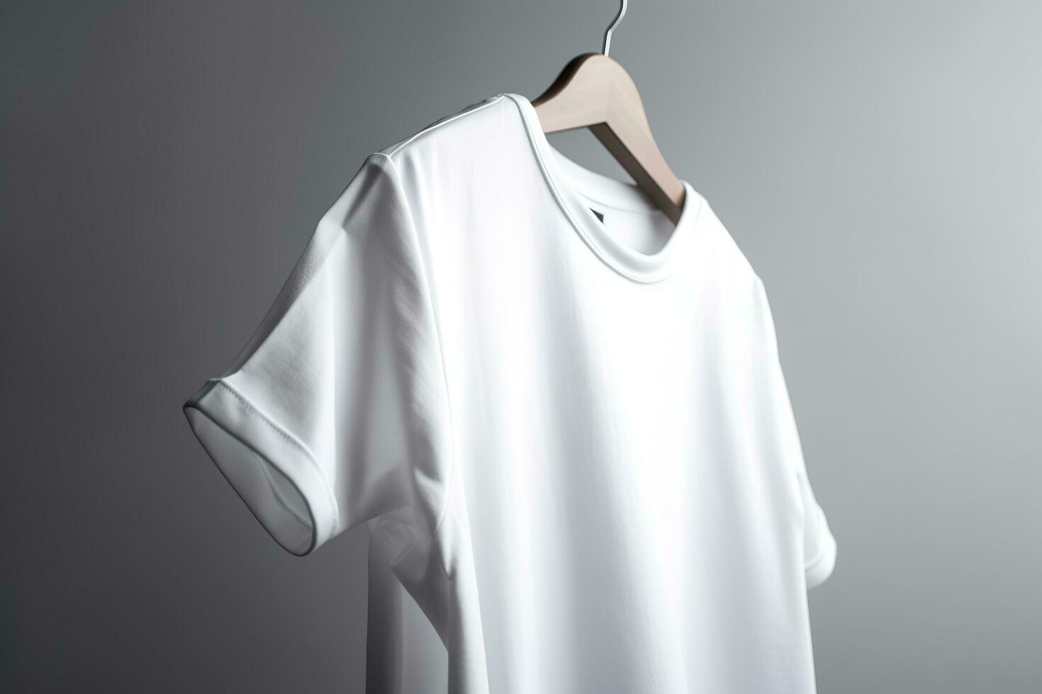 white t shirts with copy space on gray background, generate ai photo