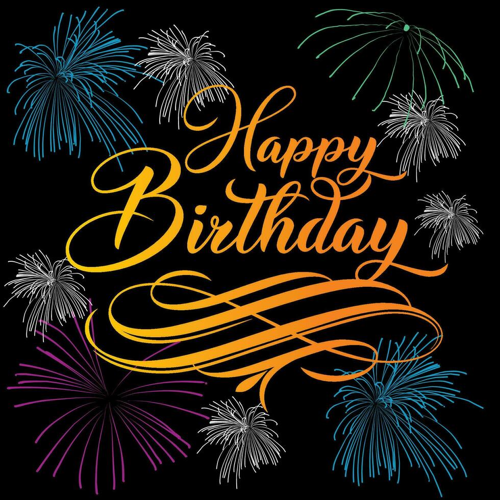 vector handlettering happy birthday celebrate