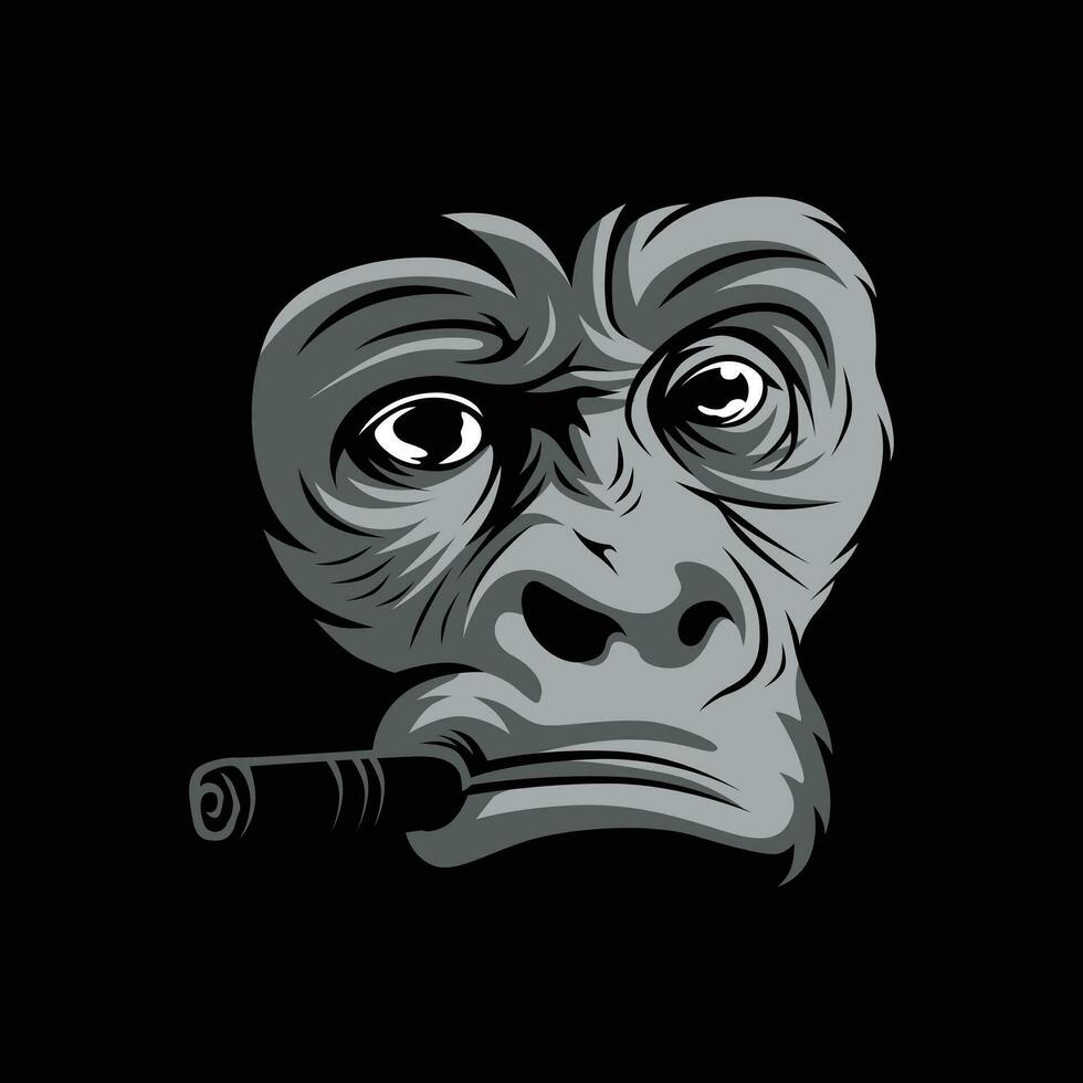 vector illustration smoking gorilla