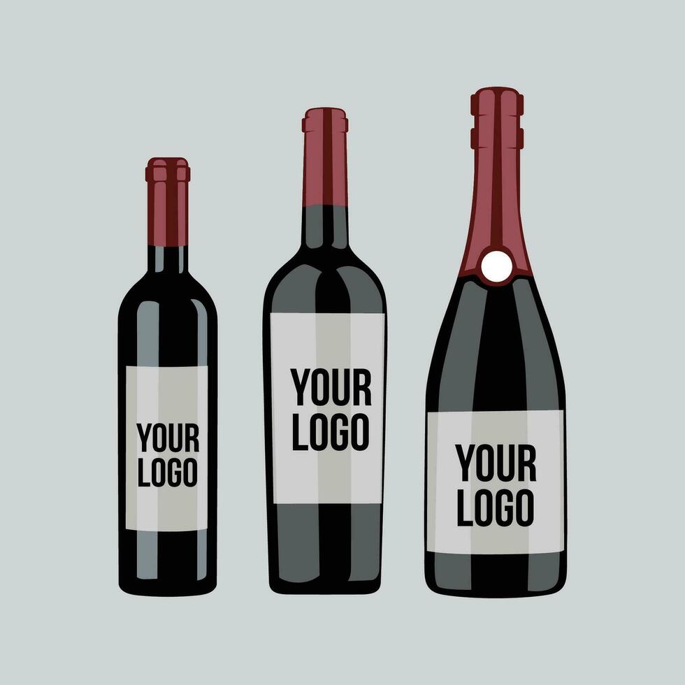 vector mockup wine bottle