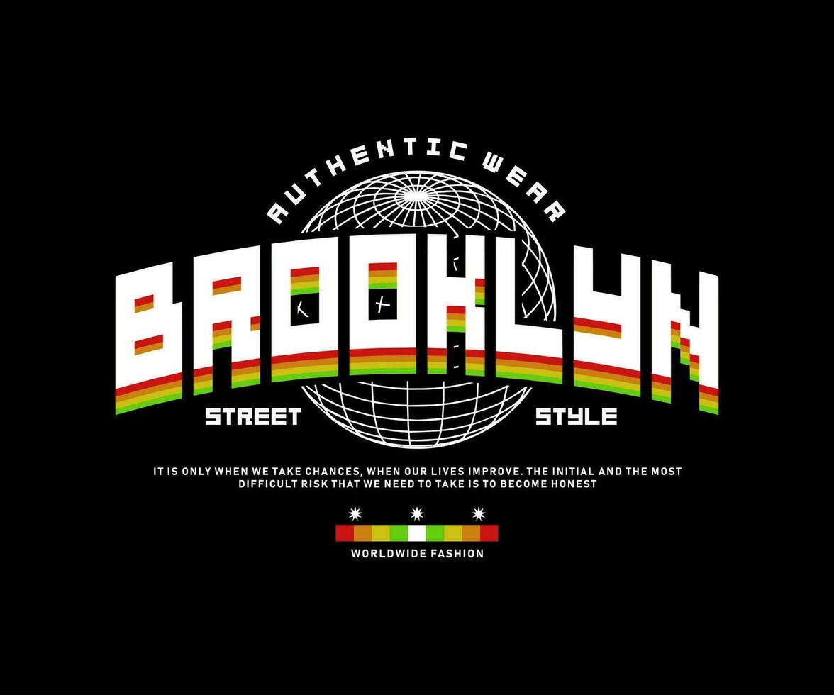 brooklyn slogan with colorful style, Graphic Design for streetwear and urban style t-shirts design, hoodies, etc vector