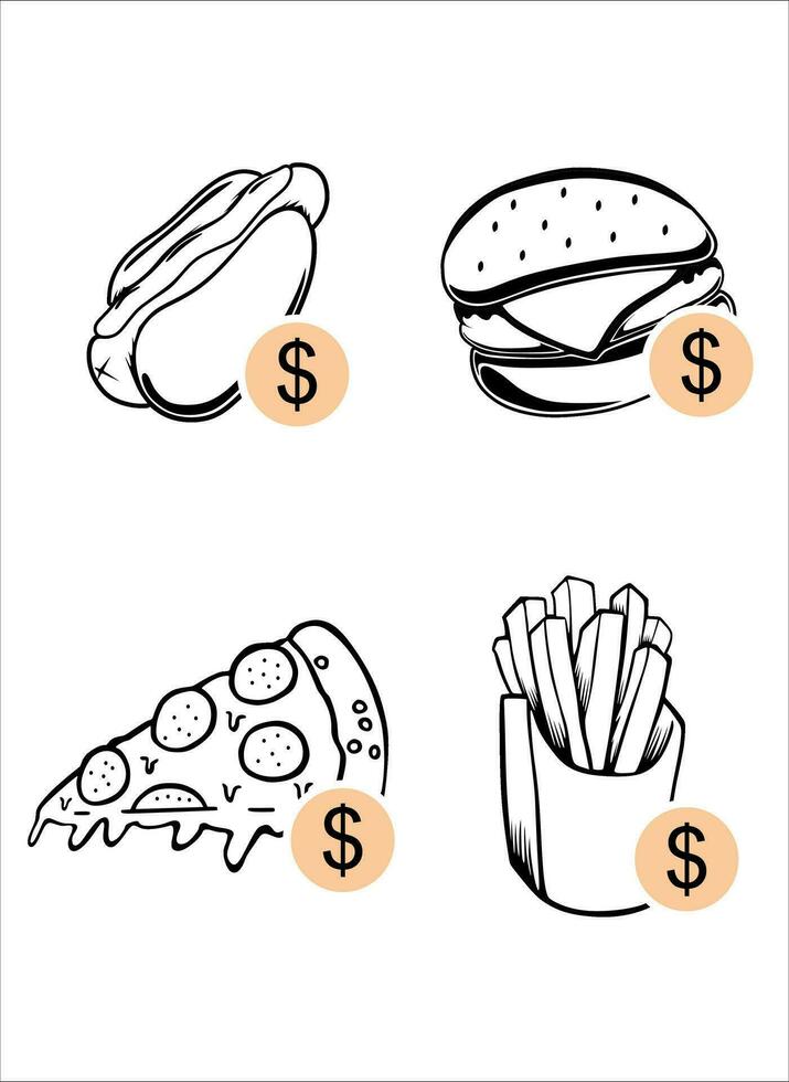 Fast food pattern icon black and white 25429492 Vector Art at Vecteezy
