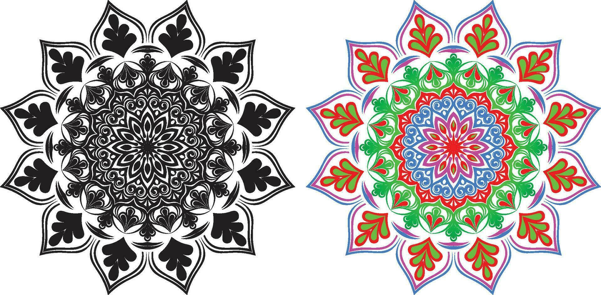 Black and colorful mandala background design vector