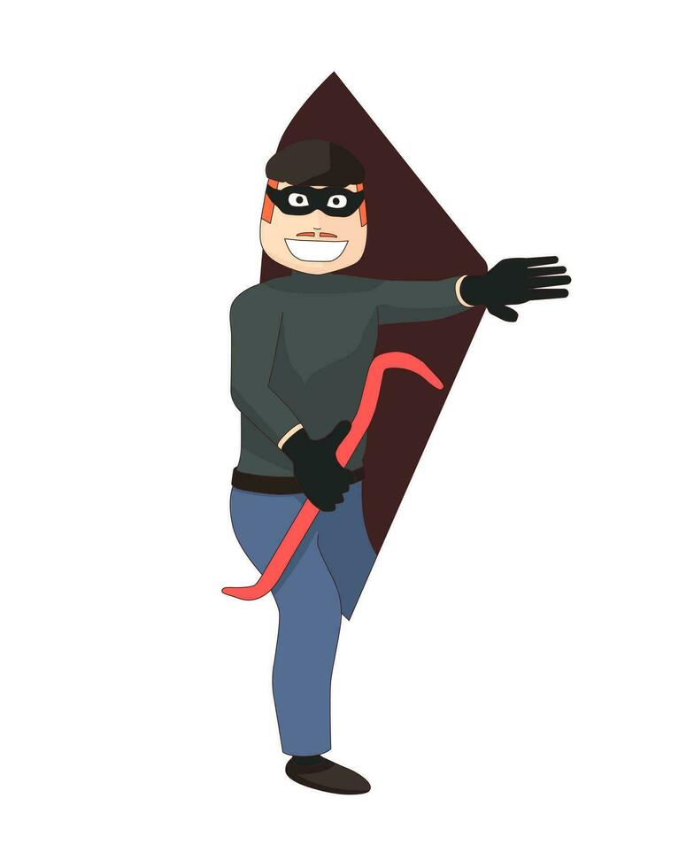 Thief comes out of the white background. vector