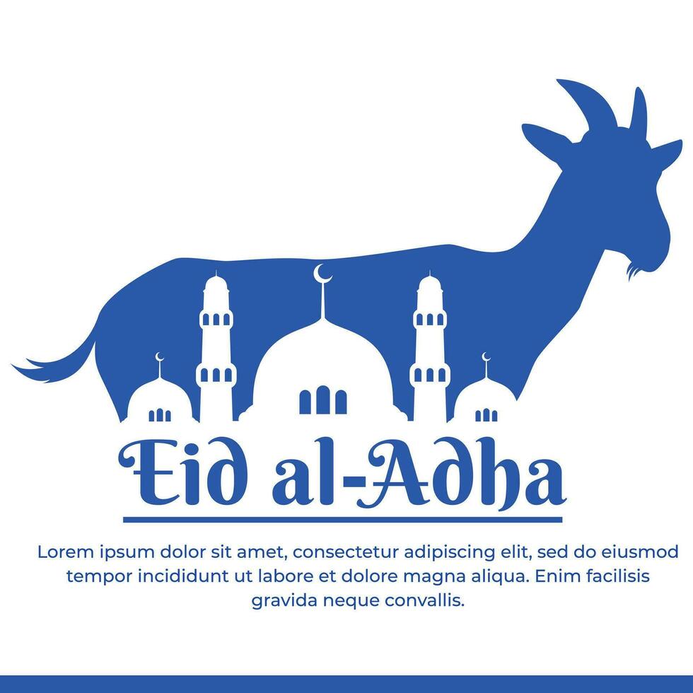 Happy Eid Al Adha, Happy Eid Al Adha template for Muslims with goat silhouette and Islamic design vector