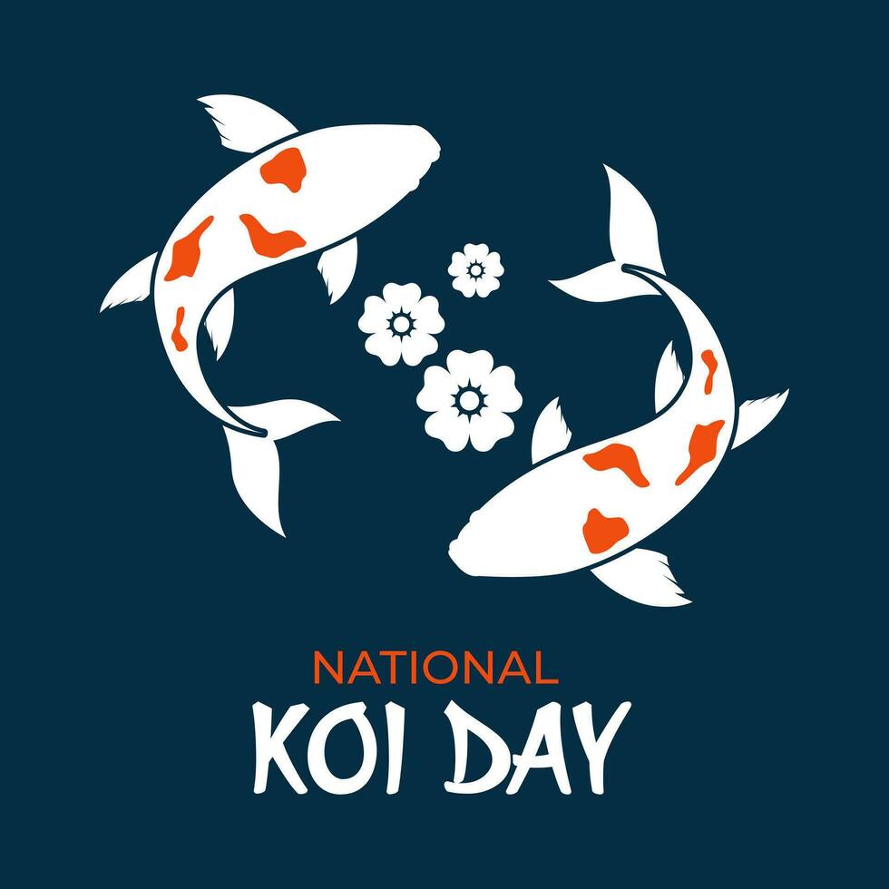 Vector graphic of National Koi Day with yin yang koi logo isolated background