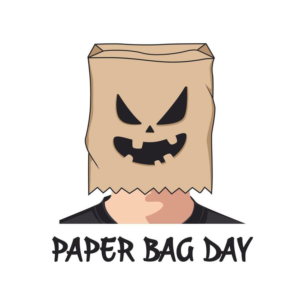 vector gráfico de de miedo papel bolso cabeza Víspera de Todos los Santos máscara ilustración, adecuado para papel bolso día