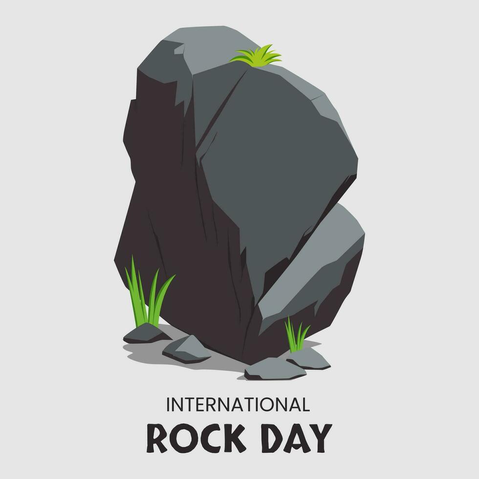 Vector graphic of rocks with grass, stones and green grass illustration, suitable for international rock day