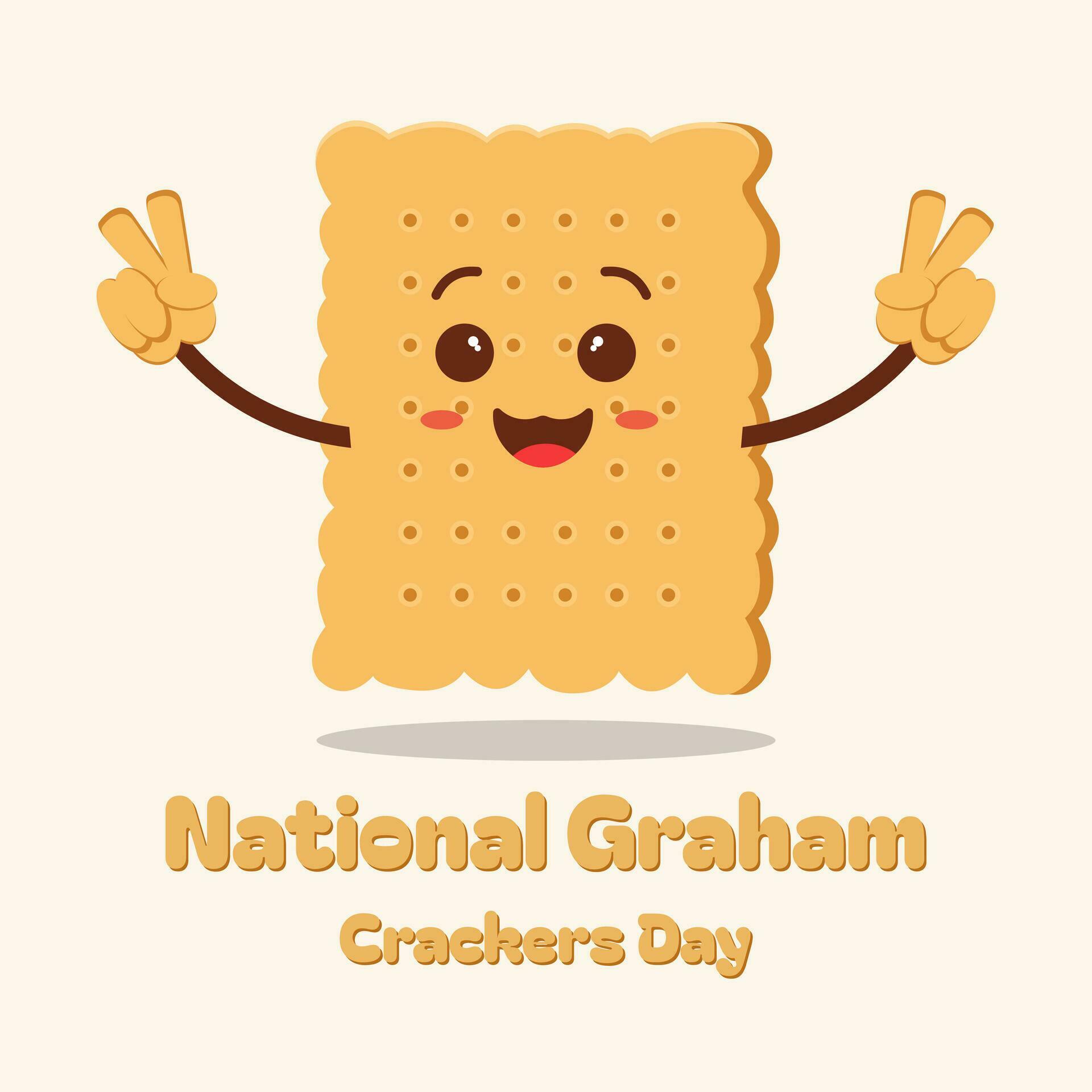 Vector graphic of national graham cracker day with smile biscuit