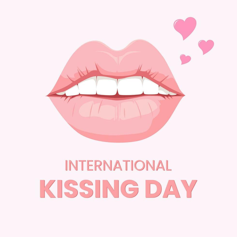 Vector graphic of international kissing day with kissing woman lips cartoon