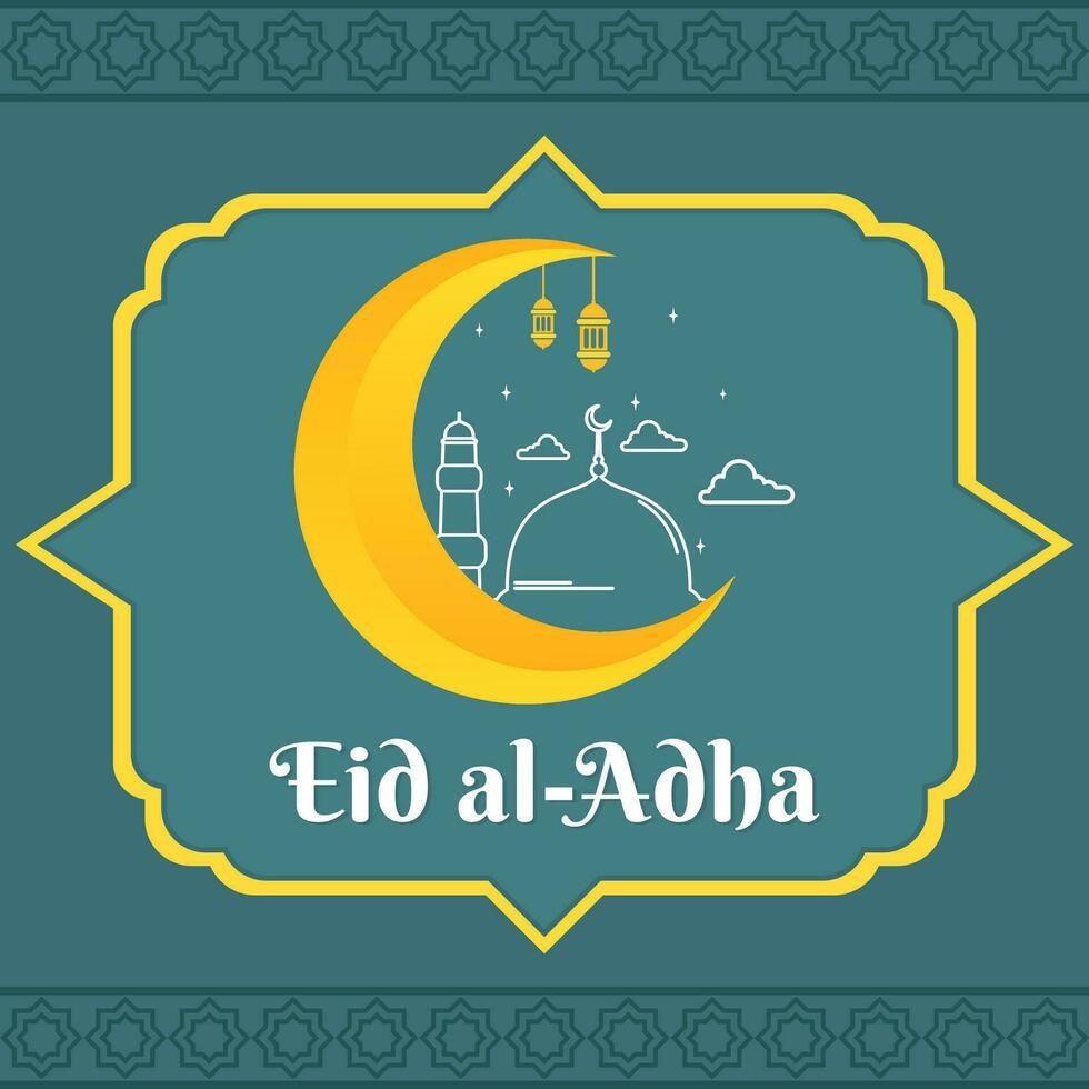 Eid Al Adha festival. Greeting card template or background. Eid Mubarak theme. Vector illustration