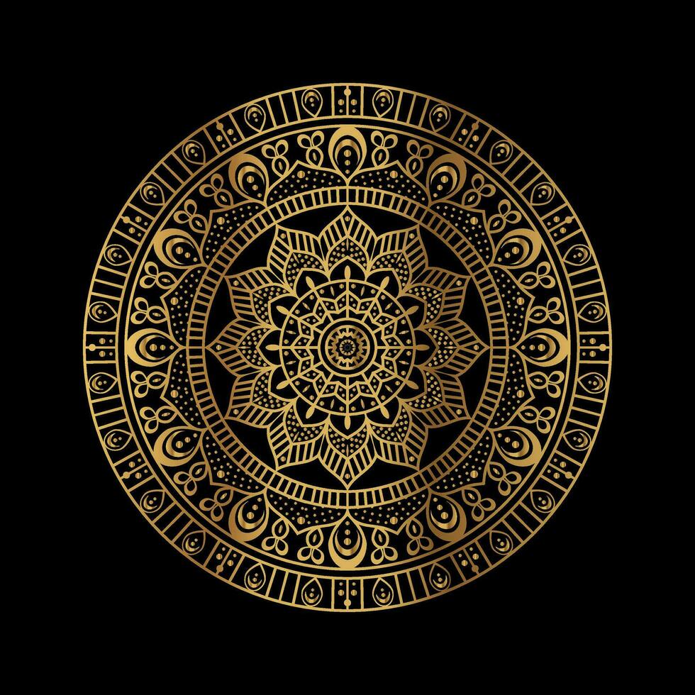 lujo mandala diseño ornamental antecedentes en oro color vector