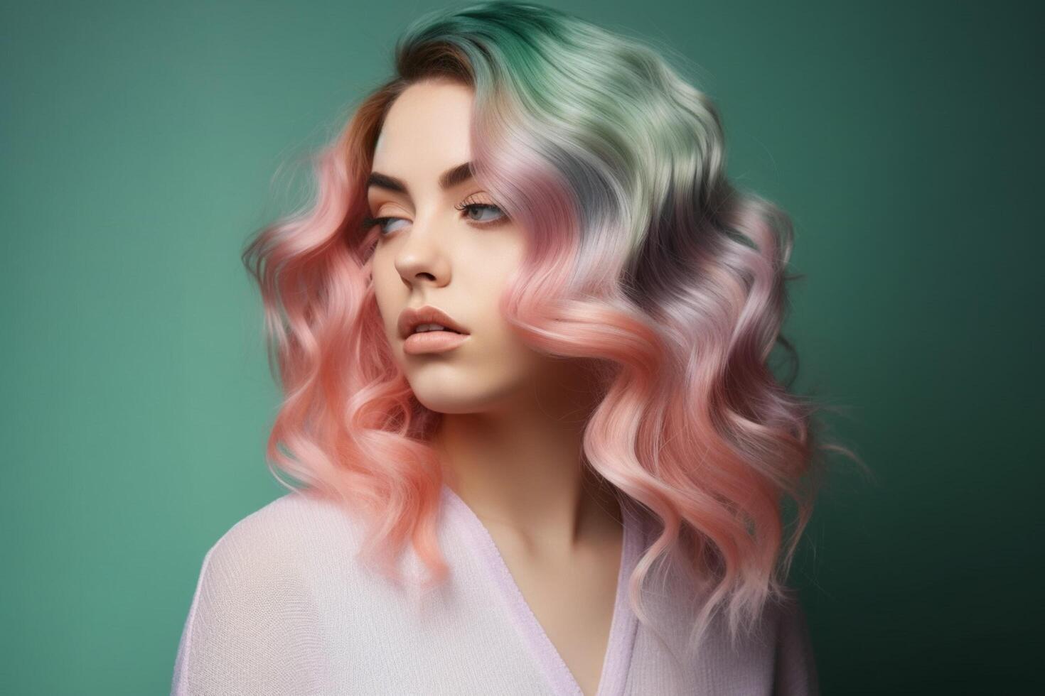 A pink and mint ombre effect photo