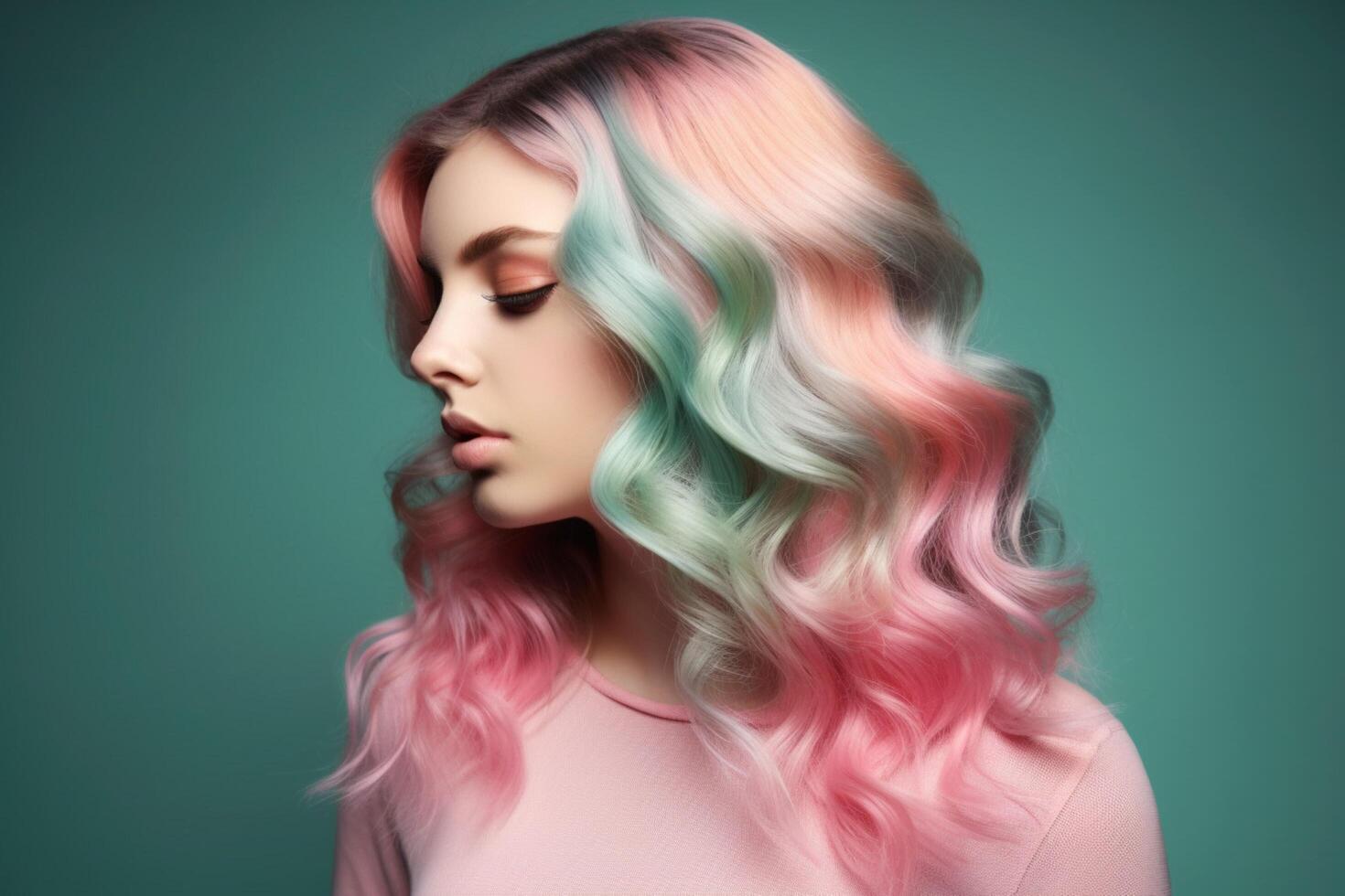 A pink and mint ombre effect photo