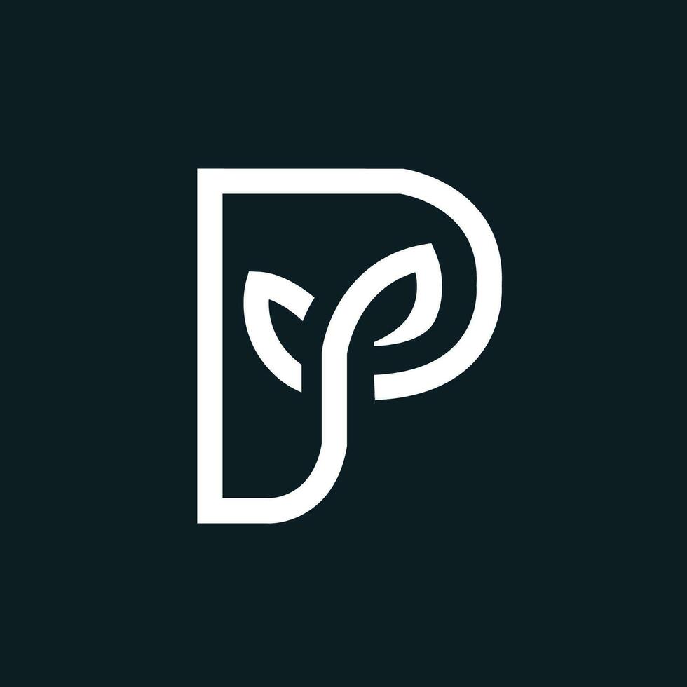 Letter P with leaf logo design vector