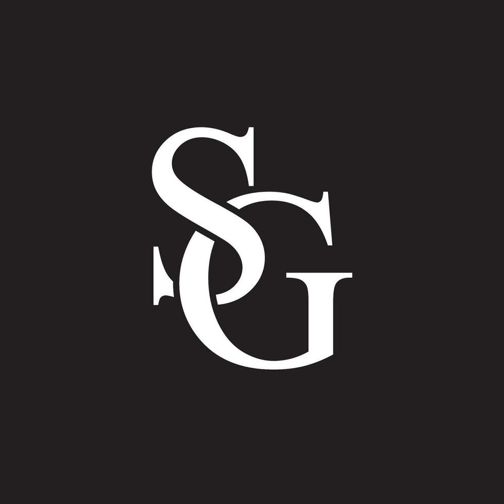 SG or GS letter logo concept isolated on black background. vector