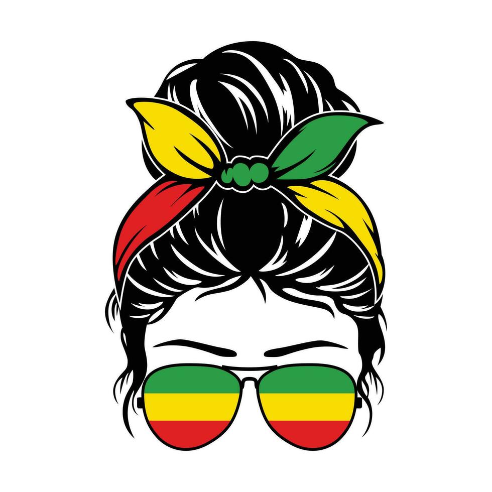 Juneteenth Messy Bun vector
