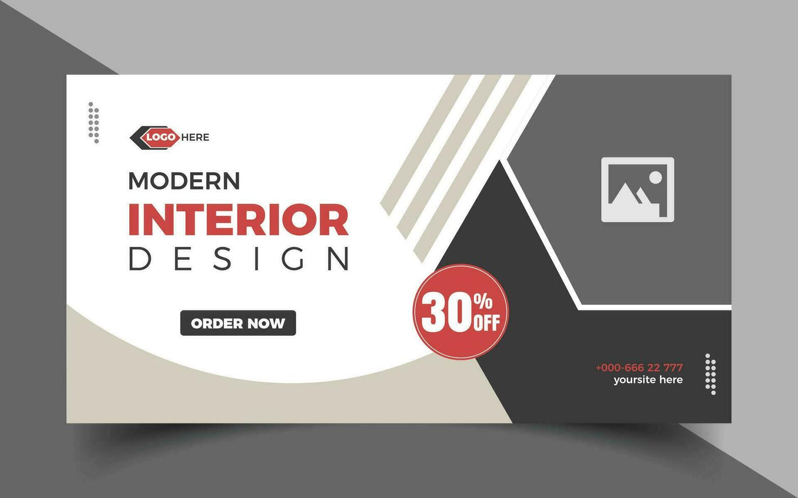 Interior design social media or web banner post template. vector