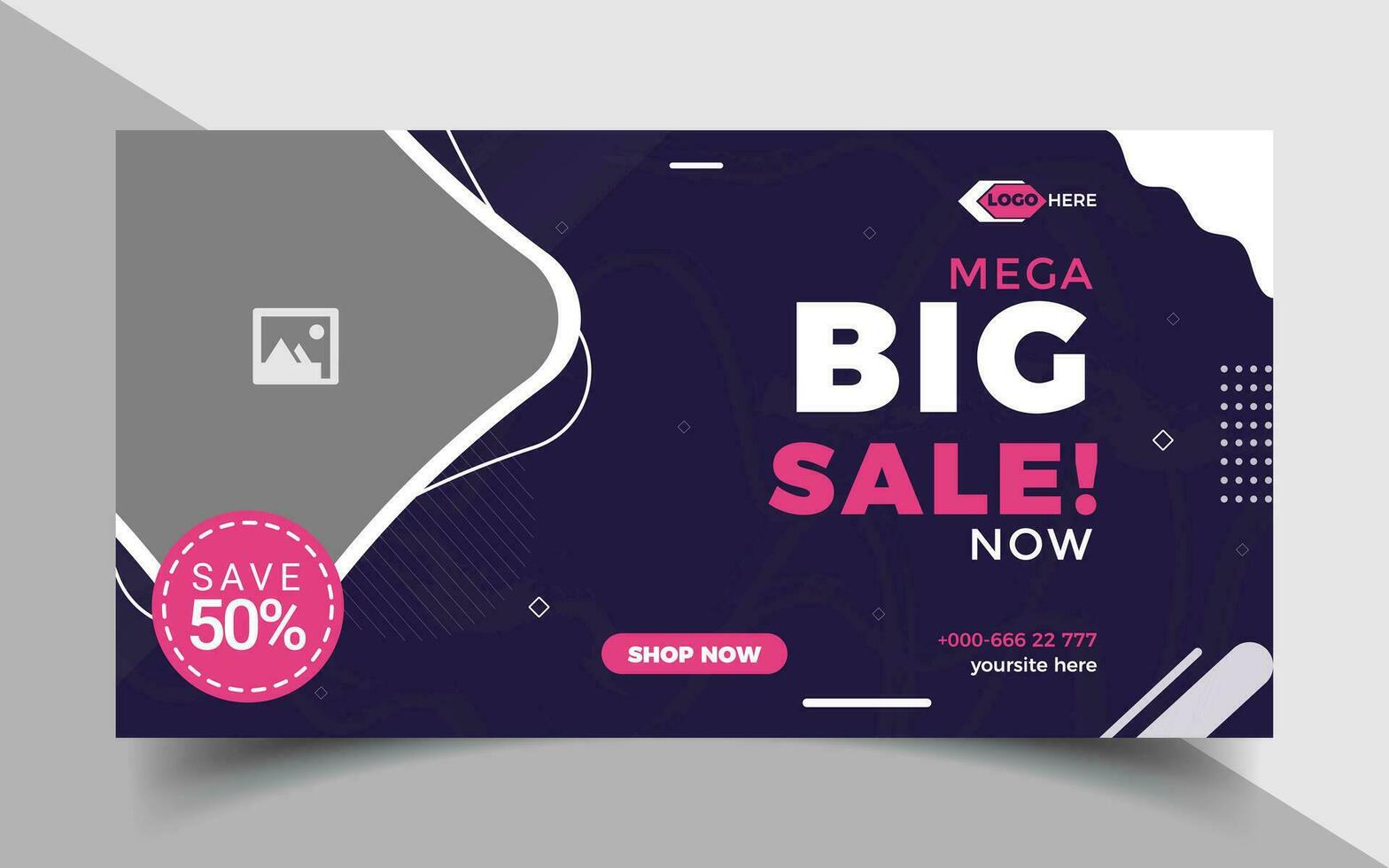 Sale banner template design with geometric background , Big sale social media or web banner post template. vector