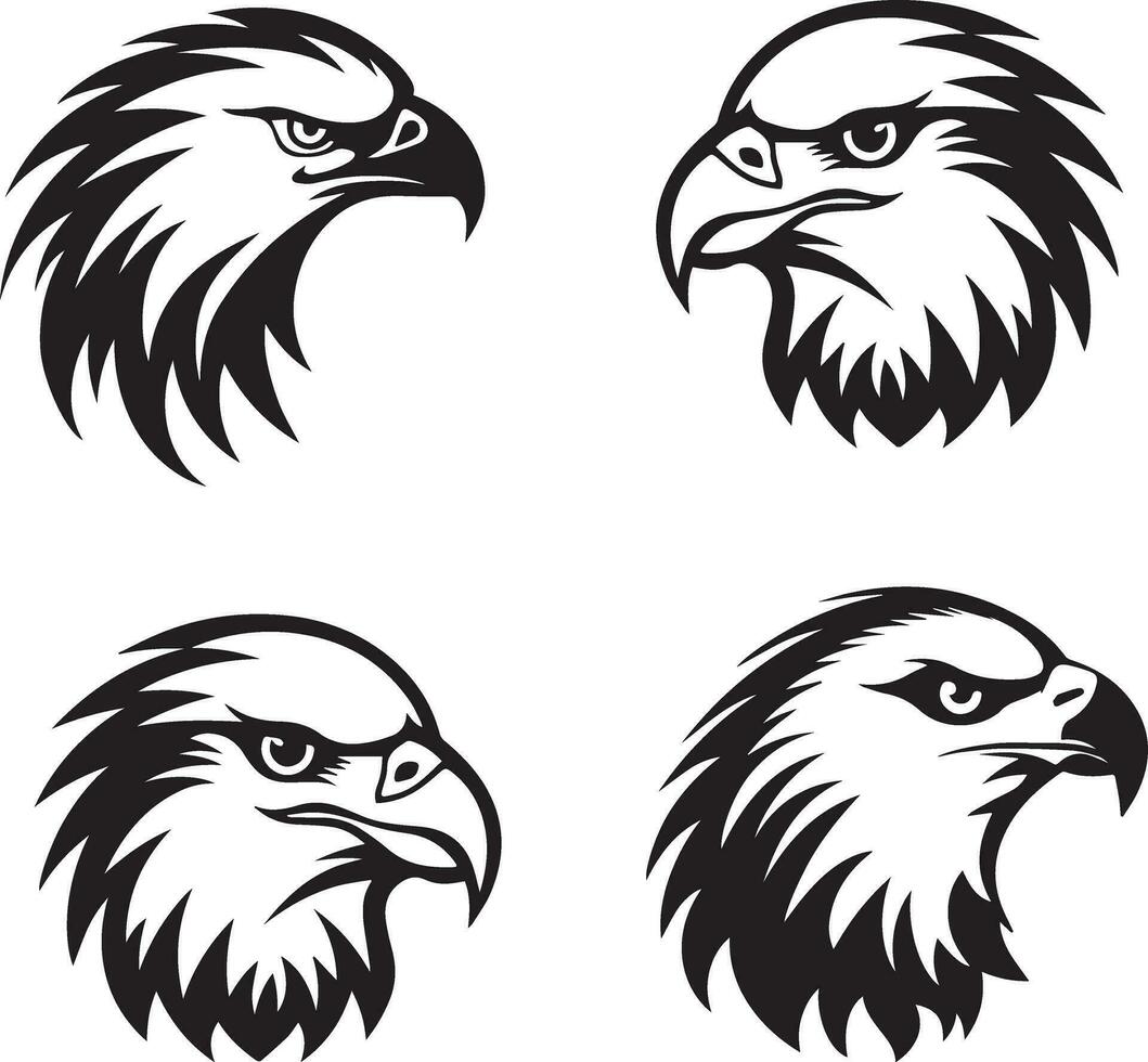 Vector set of eagles head logo isolated on white background