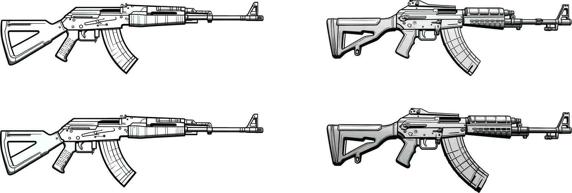 Vector set of weapons  guns isolated on white background