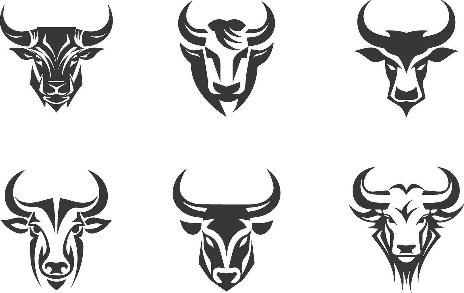 conjunto de toro cabezas logo aislado en blanco antecedentes vector