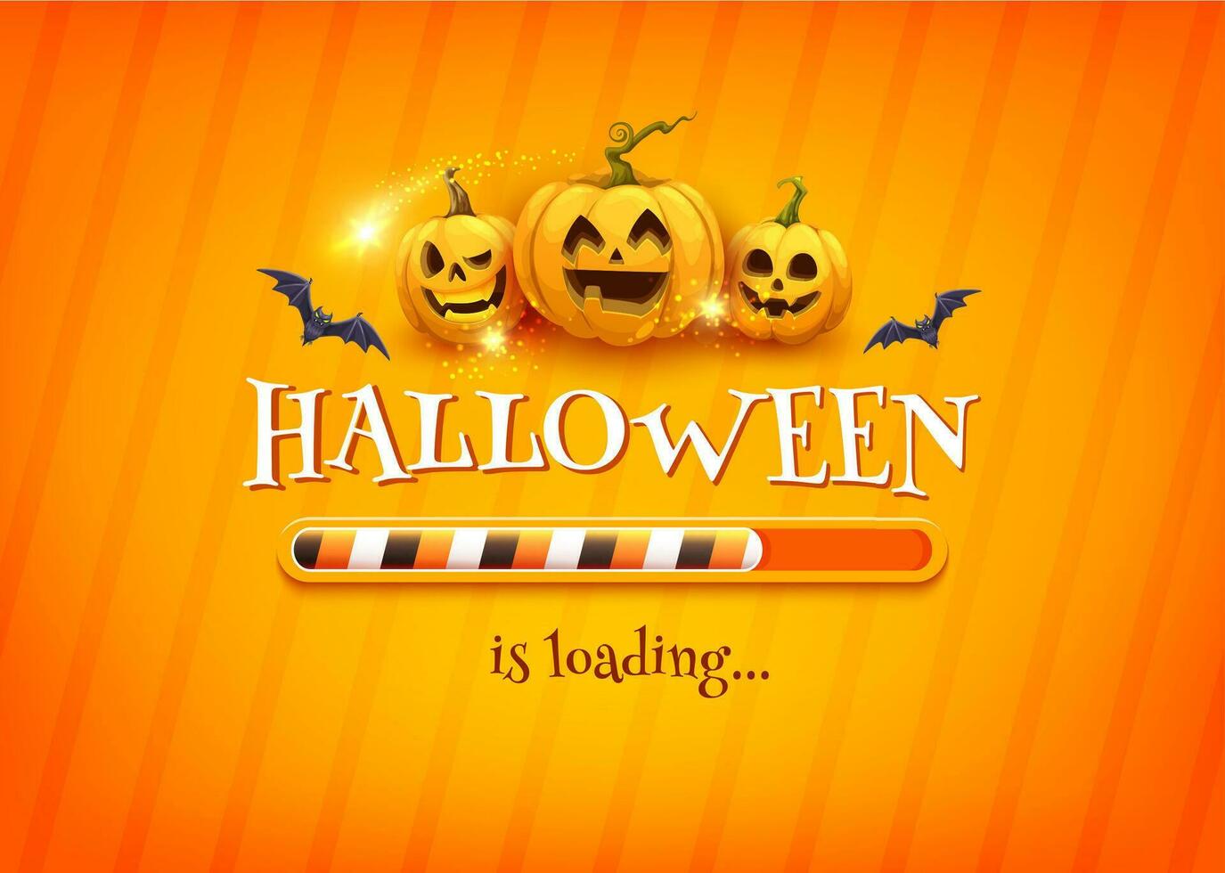 Halloween holiday loading bar with cartoon pumpkin vector