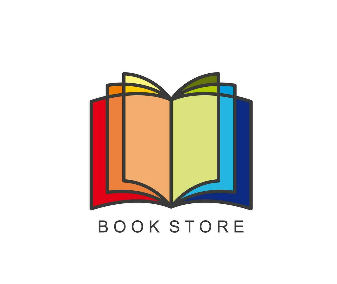 Book shop icon, library store or bookstore symbol vector