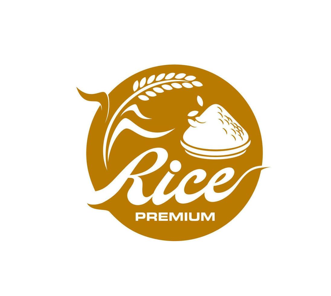 Rice icon of organic grain and cereal food package vector