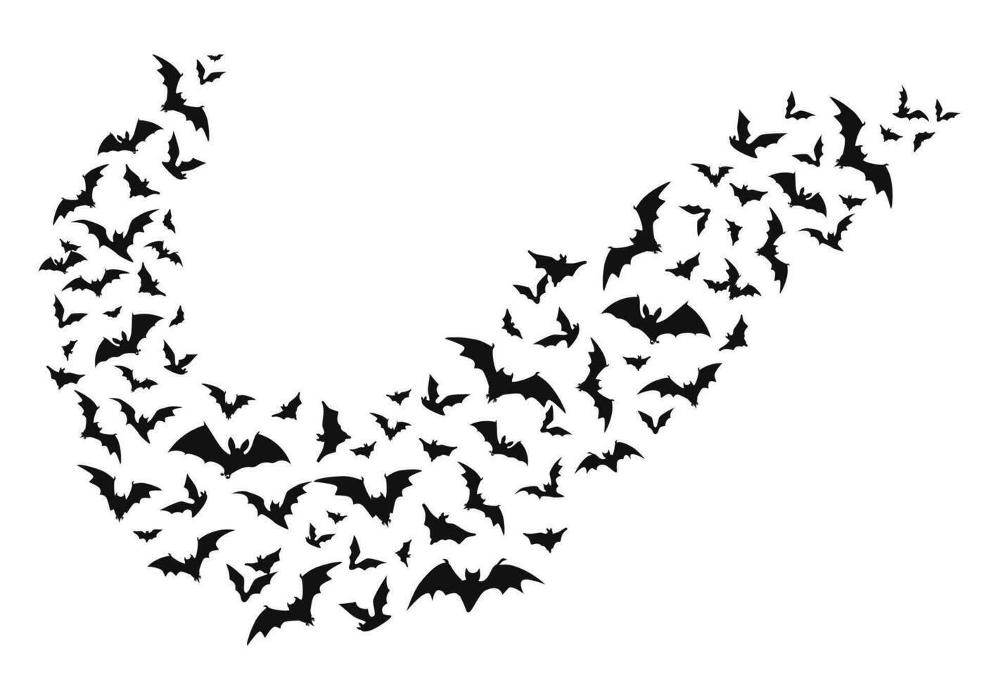 Halloween flying bats isolated vector winged swarm