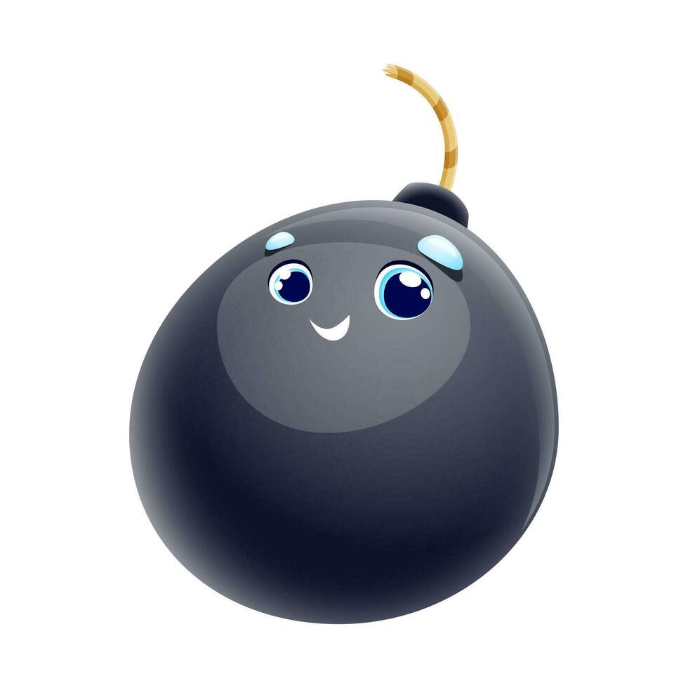 Cartoon big bomb character with wick or fuse vector