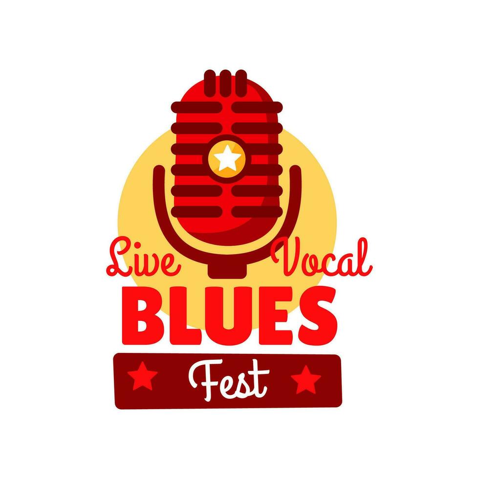 Blues music festival icon, live concert band vector