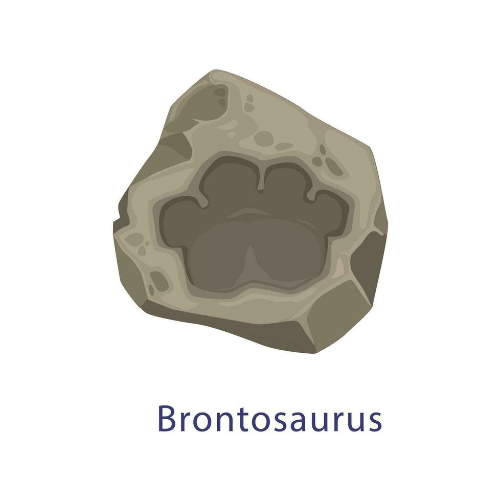 Ancient dinosaur footprint, brontosaurus fossil vector