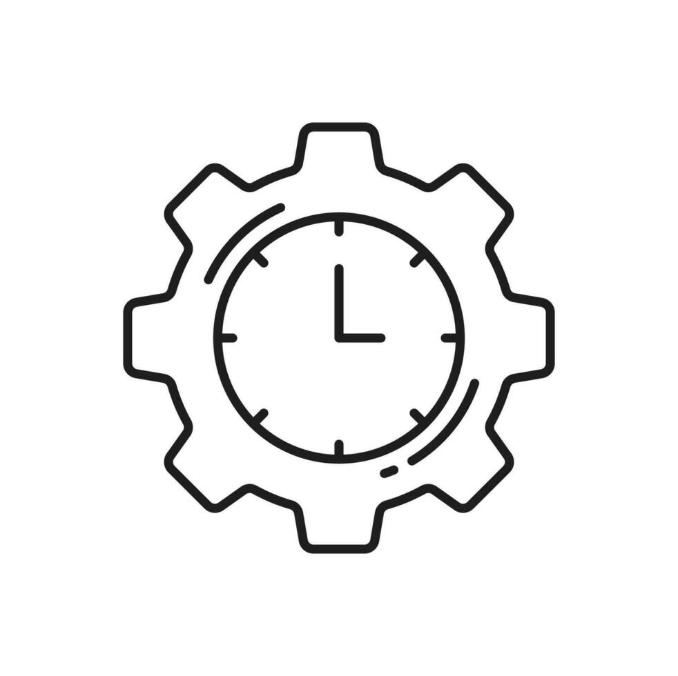 Cogwheel watch icon, time management clock gear vector